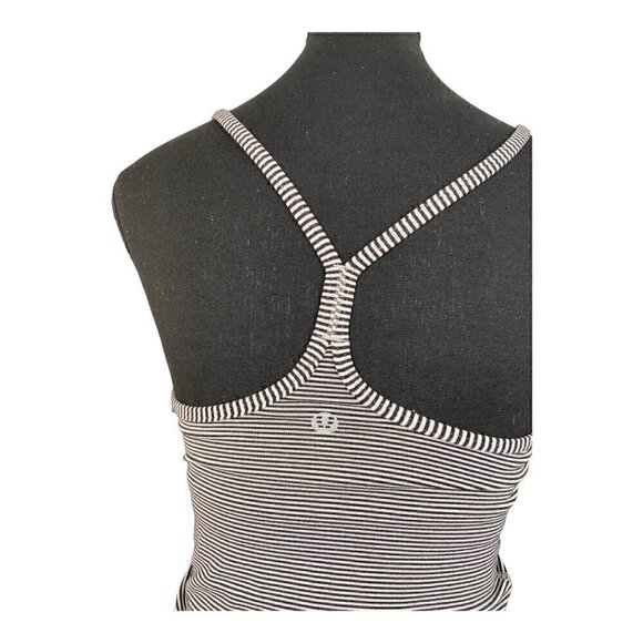 LULULEMON Power Y Tank Luon Tonka Stripe Black Heathered Medium Grey Size 4 - Picture 4 of 7
